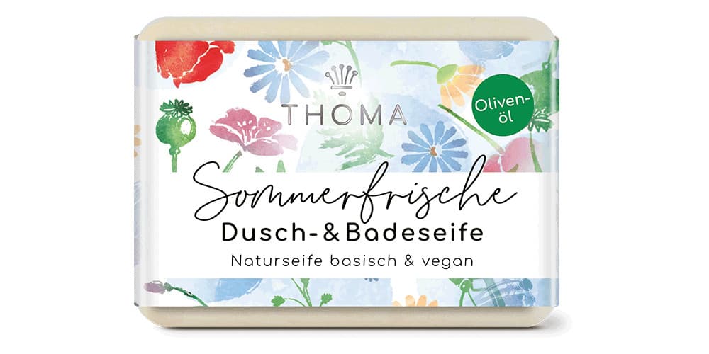 Olivenölseife mit Kakaobutter – Sommerfrische – Thoma 100 g